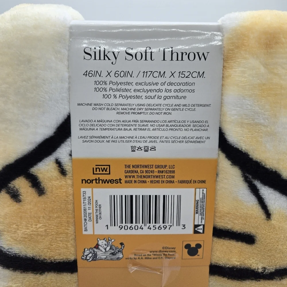 Disney Winnie The Pooh Oh Bother Silk Touch Throw Blanket Yellow